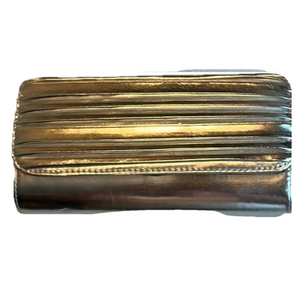 NWT SILVER CLUTCH ENVELOPE STYLE SNAP CLOSURE SOFT SIDED